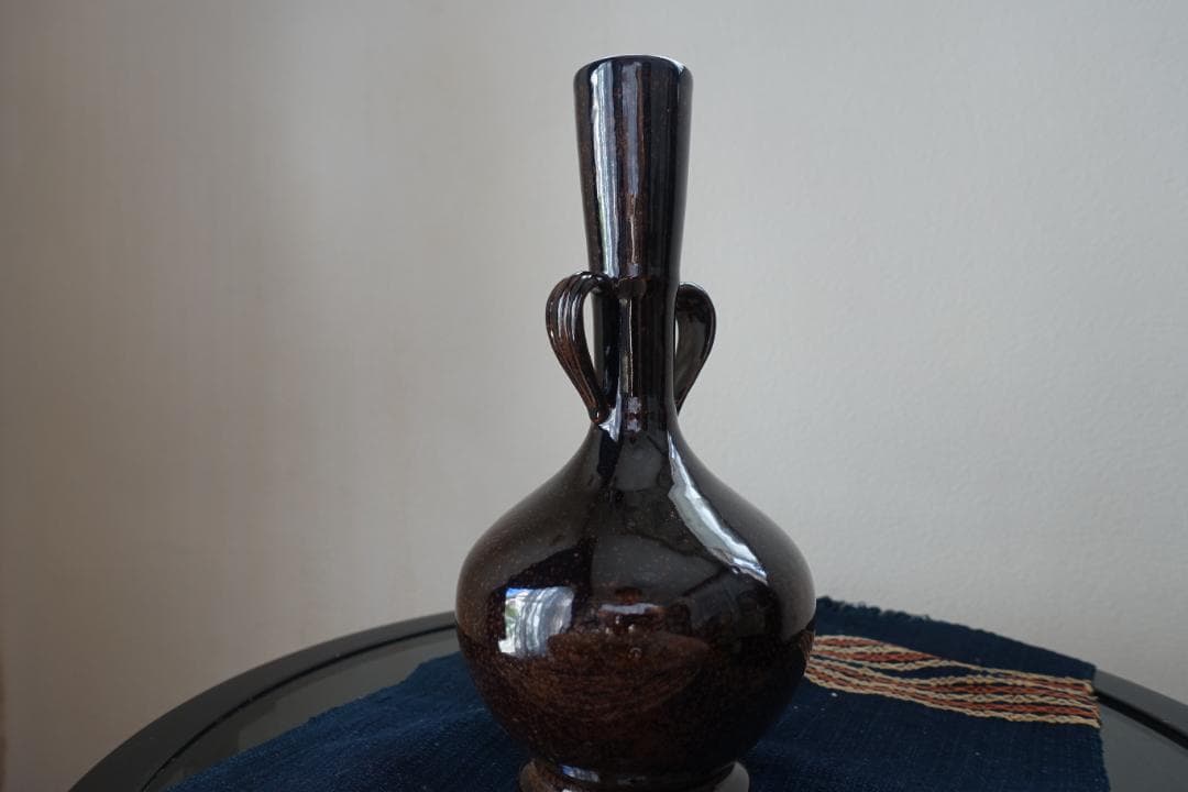 223 花瓶　笹耳付　膳所焼き SOUVENIR