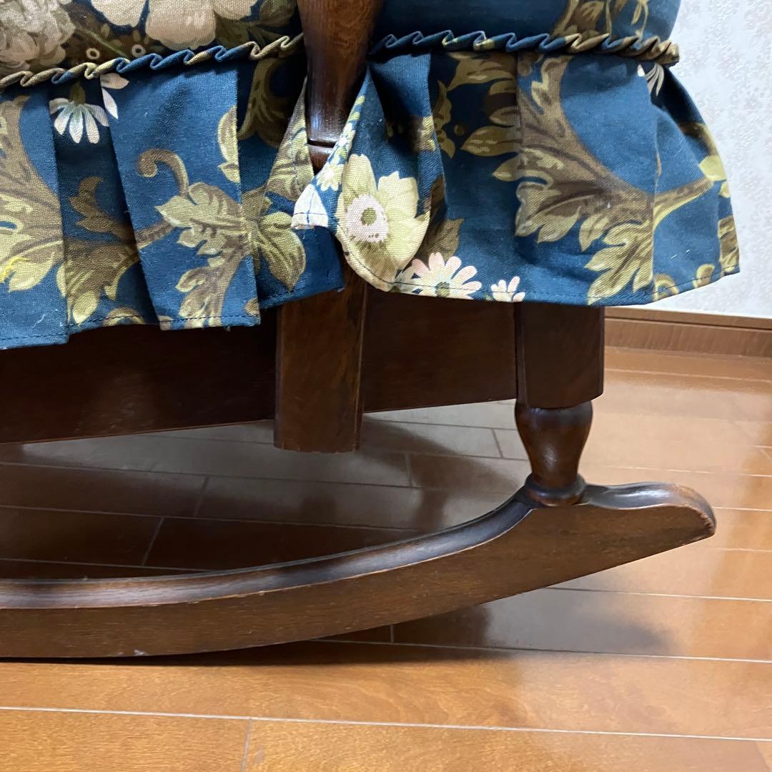 飛騨産業 キツツキ ロッキングチェア 無垢材 花柄ファブリック