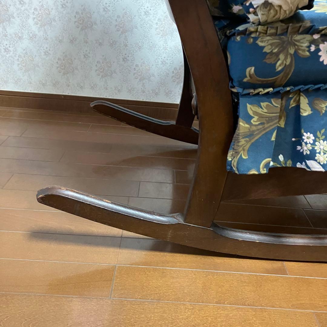 飛騨産業 キツツキ ロッキングチェア 無垢材 花柄ファブリック