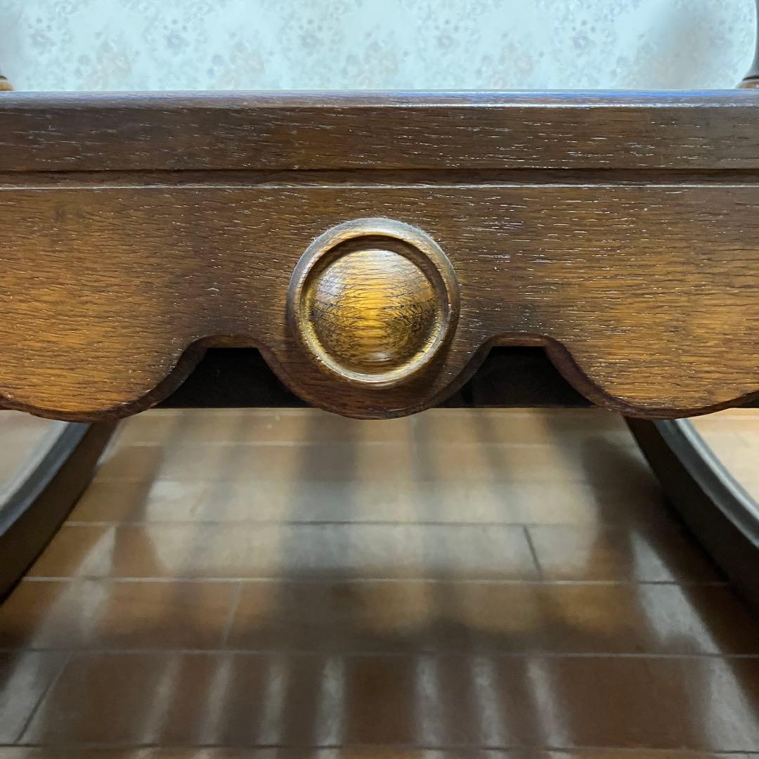 飛騨産業 キツツキ ロッキングチェア 無垢材 花柄ファブリック