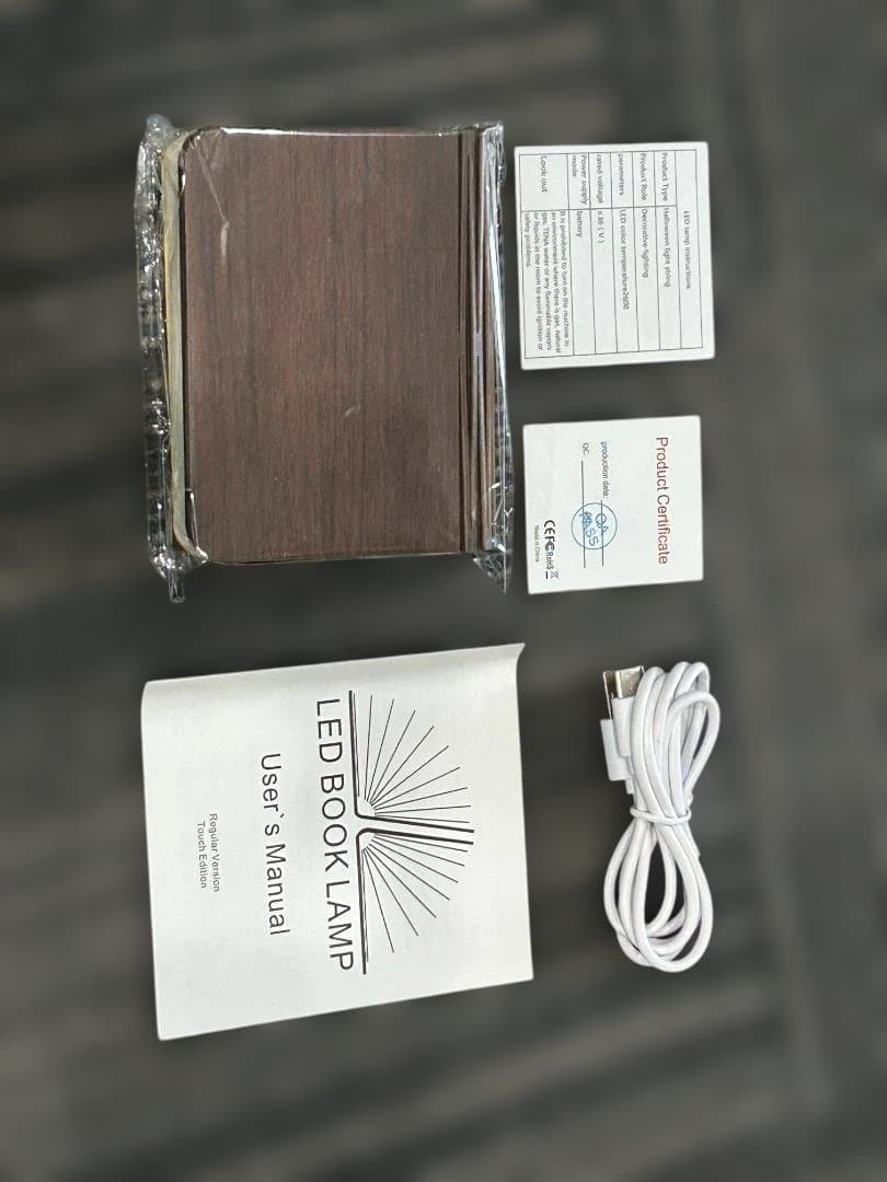 【新品3個セット／木目調】LEDブックランプ USB充電式 折りたたみライト
