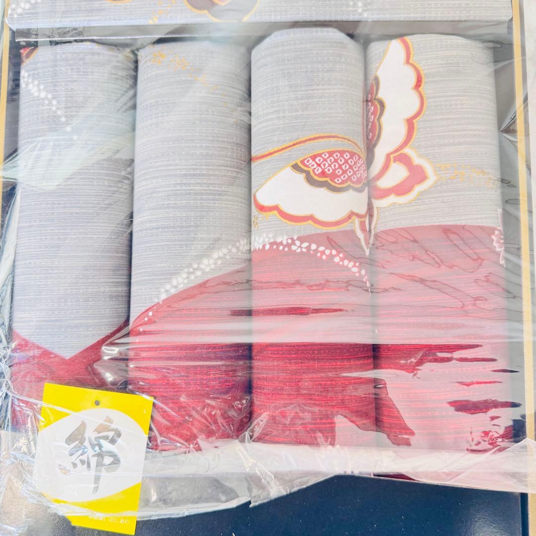 新品未開封 里の詩　座布団カバー 5枚セット 蝶 グレー ピンク 和モダン