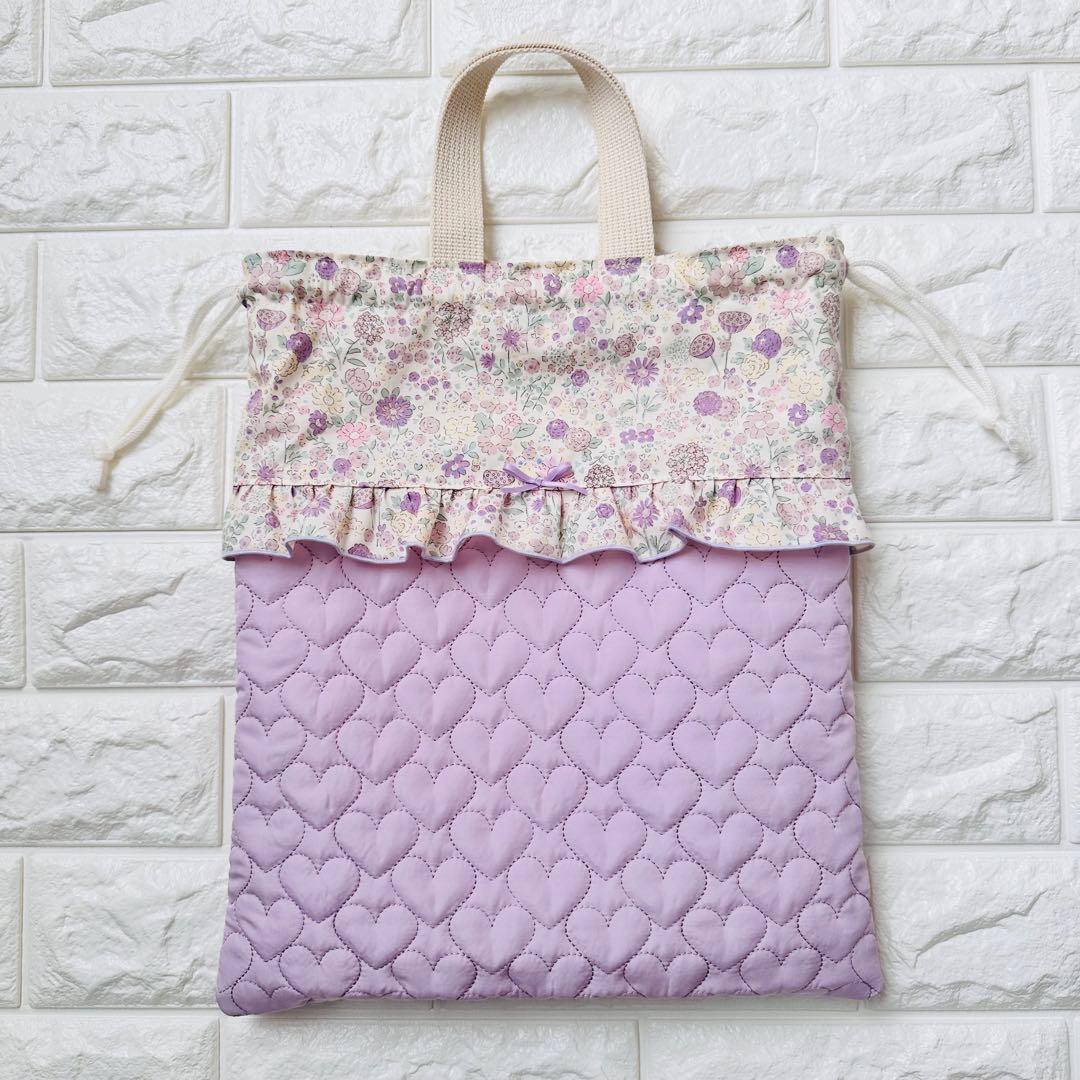 はるsuke☆　レッスンバッグ　パープル　体操服袋　女の子　ハンドメイド