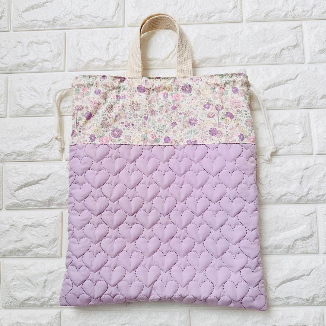 はるsuke☆　レッスンバッグ　パープル　体操服袋　女の子　ハンドメイド