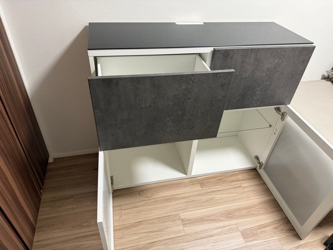 IKEA(イケア) BESTAモダン収納キャビネット グレー ホワイト