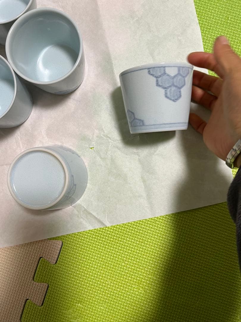 染付亀甲文様が描かれた蕎麦猪口 10個