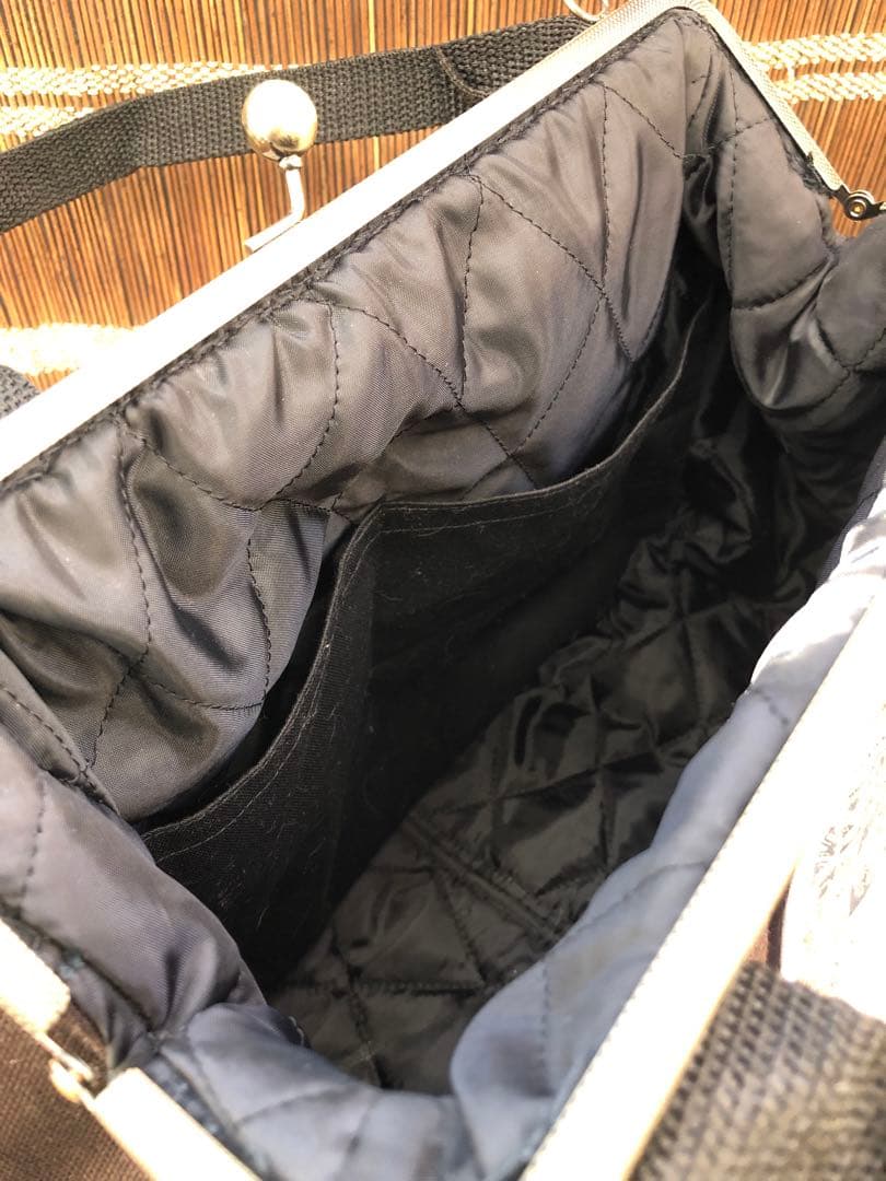 大容量マチたっぷりボストン風がま口バッグ・ハンドメイド和柄看板猫あおりがま口