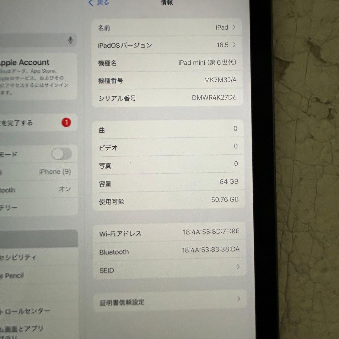 24年購入 美品 Apple iPadmini 64GB スペースグレー 本体