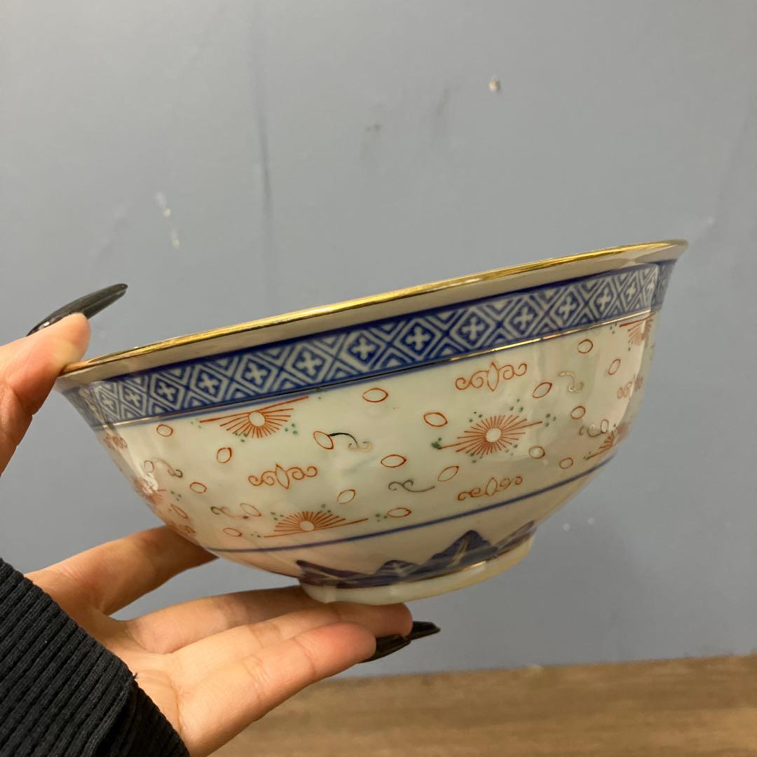 E-1 中国景徳鎮 高級食器セット 2客 蛍手 龍 鳳凰 金彩 6点セット