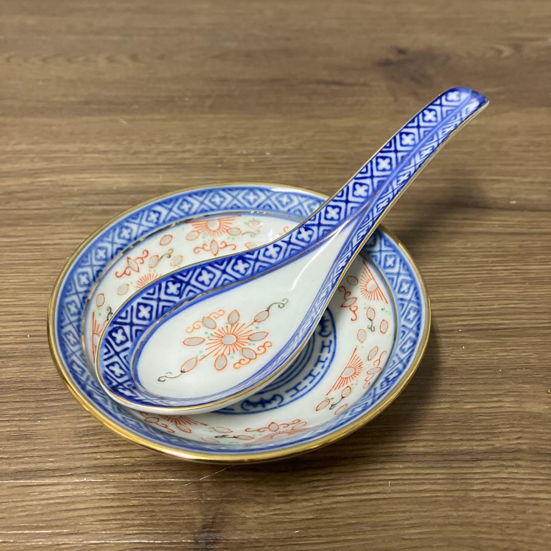 E-1 中国景徳鎮 高級食器セット 2客 蛍手 龍 鳳凰 金彩 6点セット