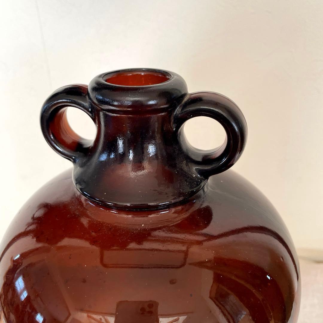 アンティークボトル　ガラス瓶　アンバー　琥珀　デミションボトル　店舗什器