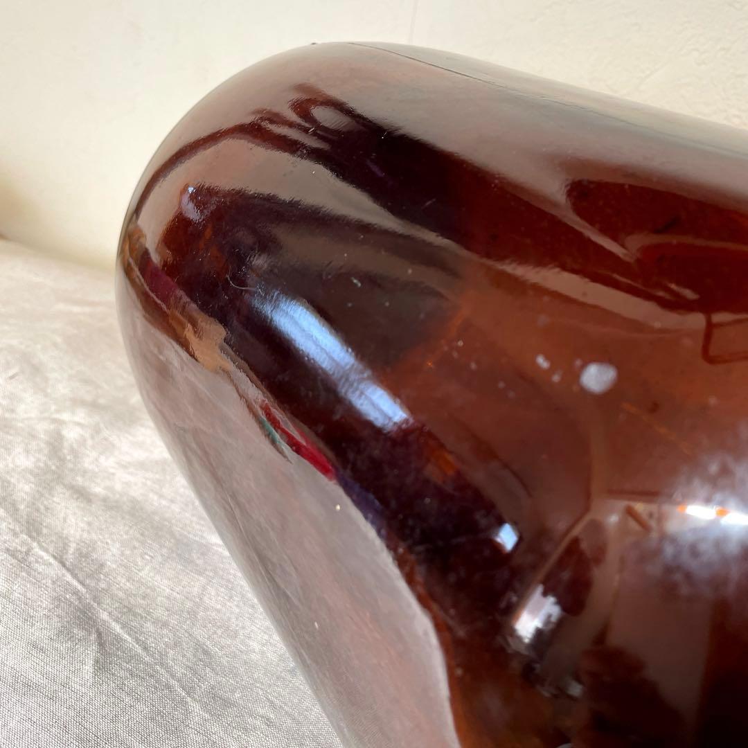 アンティークボトル　ガラス瓶　アンバー　琥珀　デミションボトル　店舗什器