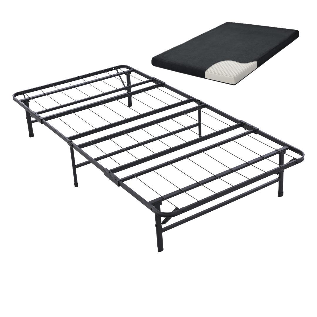 【10cm マットレス付き】折りたたみシングルベッド 耐荷重 200kg