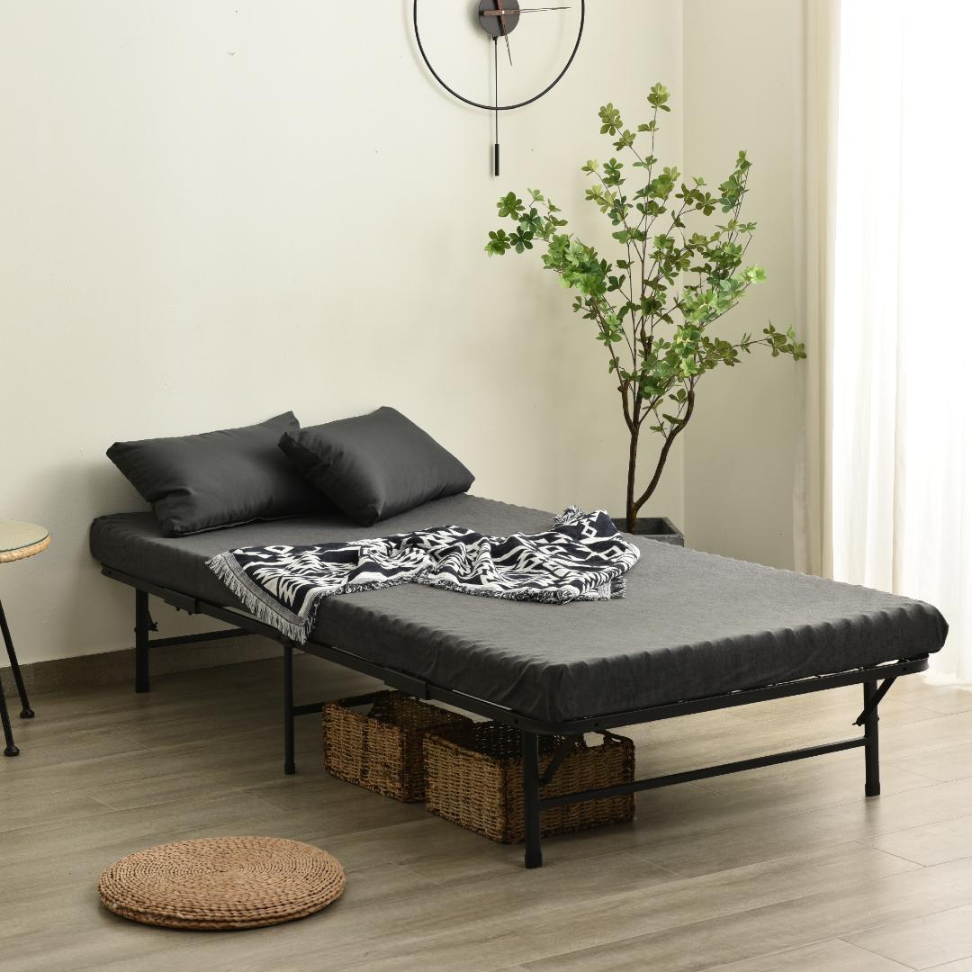 【10cm マットレス付き】折りたたみシングルベッド 耐荷重 200kg