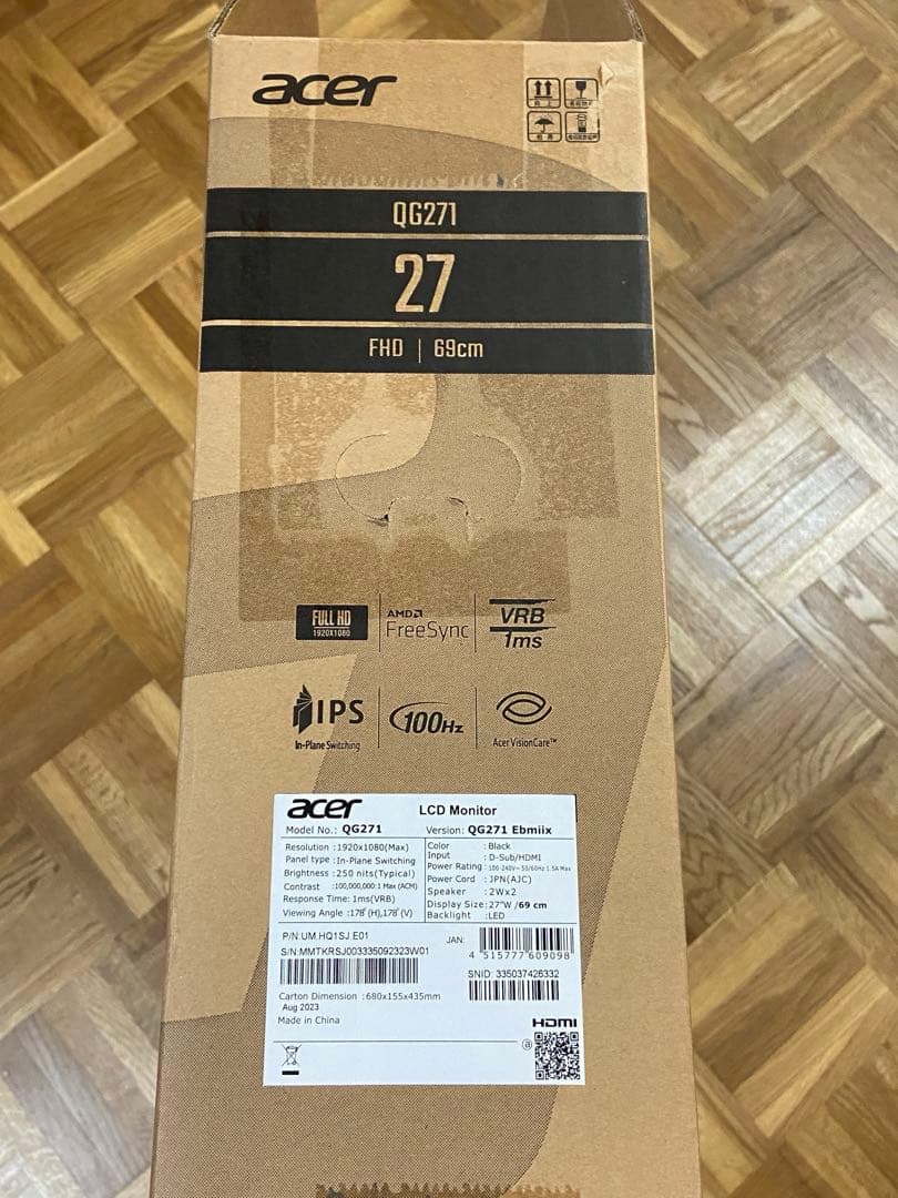ACER モニター　QG271 27インチ