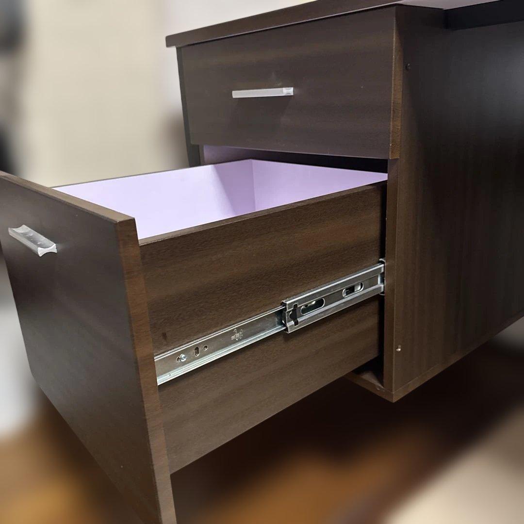 ダークブラウン パソコンデスク 120cm 2引出し