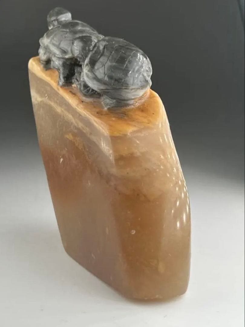 極上印材　書　亀　天然石　未使用品　M-45