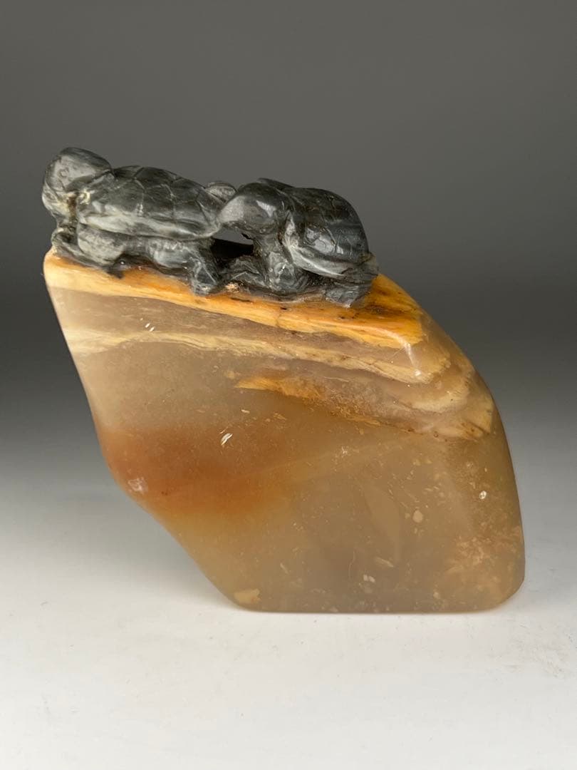 極上印材　書　亀　天然石　未使用品　M-45