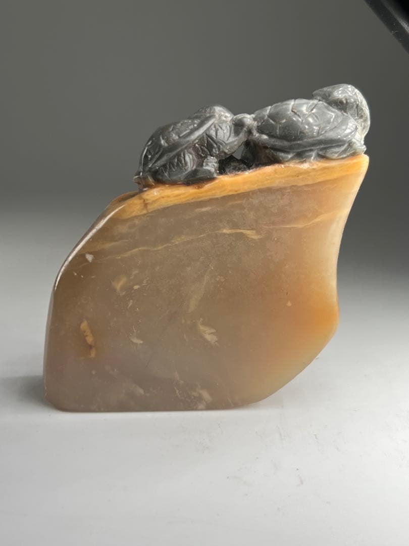 極上印材　書　亀　天然石　未使用品　M-45