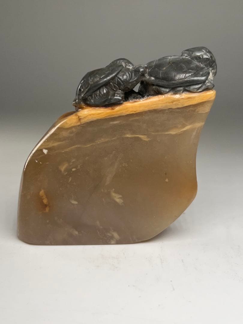 極上印材　書　亀　天然石　未使用品　M-45