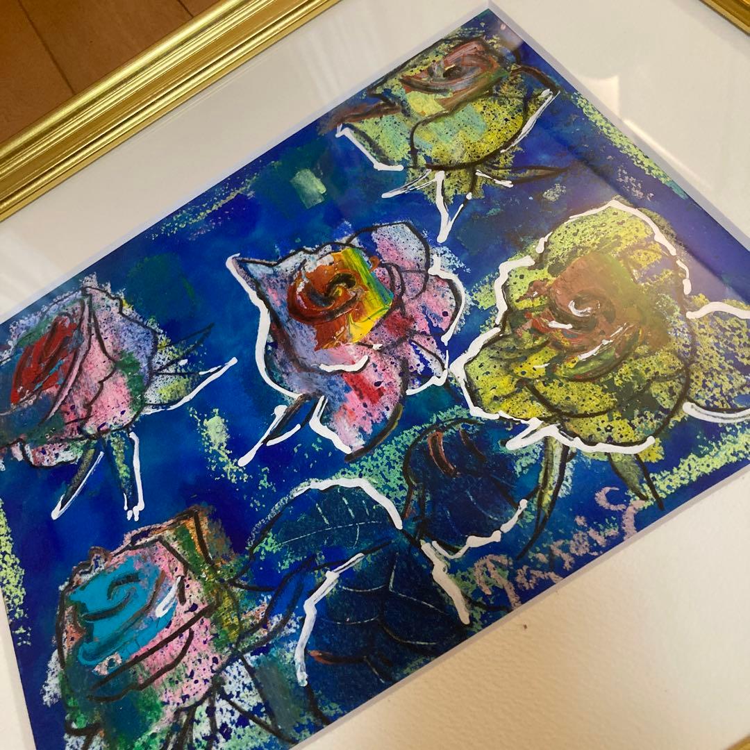 【真作】佐藤泰生「薔薇」水彩画 日動画廊取扱 額装品