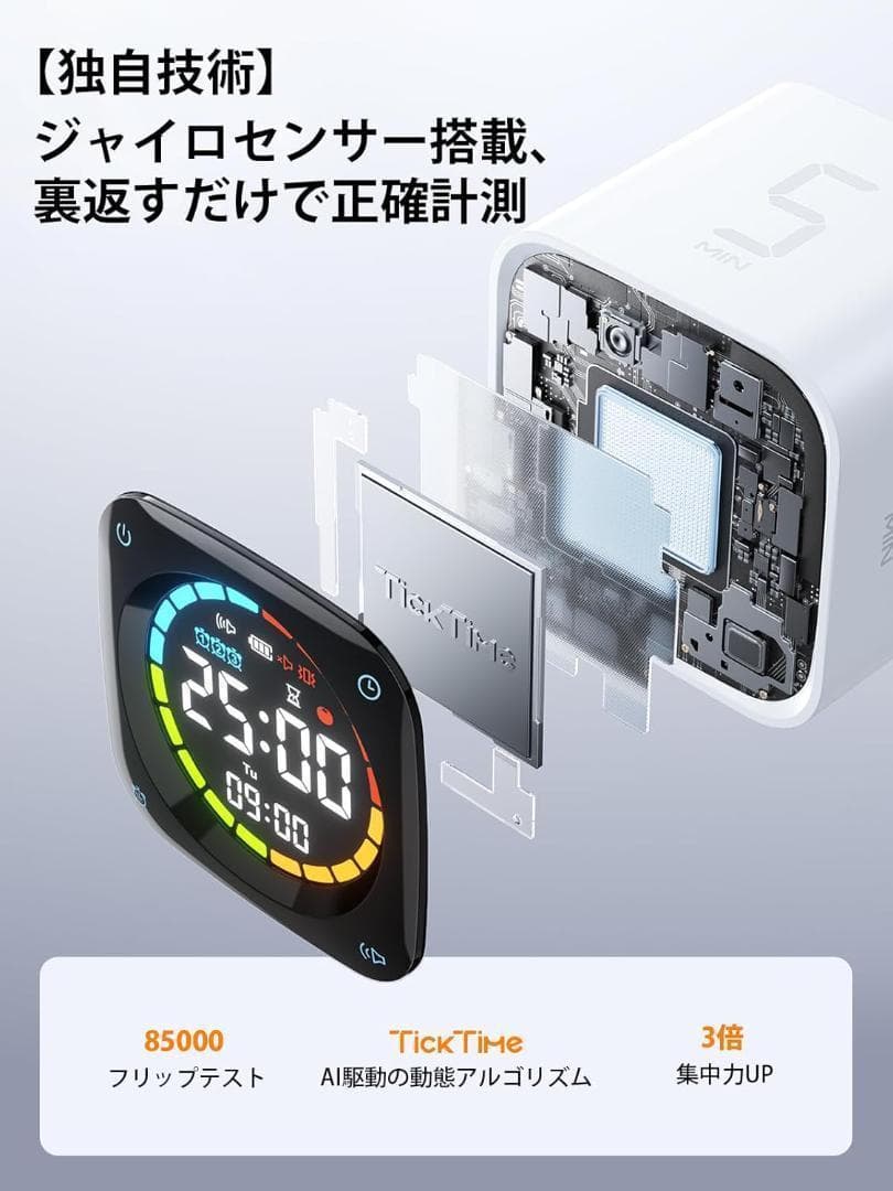 キューブタイマー ポモドーロタイマー ミニPC外観 イル式操作 3段音量調整