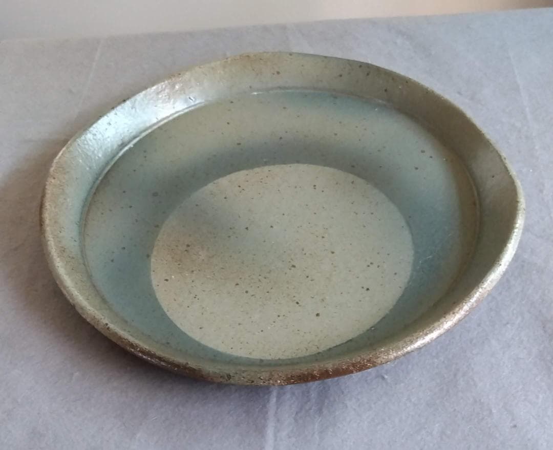 越前焼　あかね陶房　山路茜　【望月大皿】藍化粧ポップモダニズムな斬新デザイン大皿