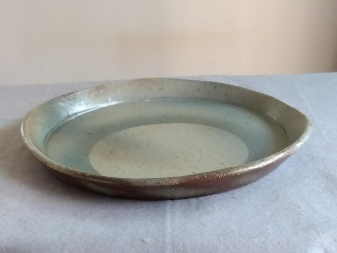 越前焼　あかね陶房　山路茜　【望月大皿】藍化粧ポップモダニズムな斬新デザイン大皿