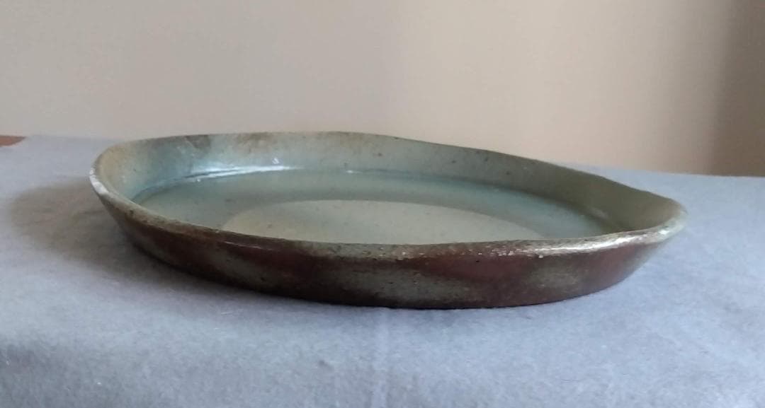 越前焼　あかね陶房　山路茜　【望月大皿】藍化粧ポップモダニズムな斬新デザイン大皿