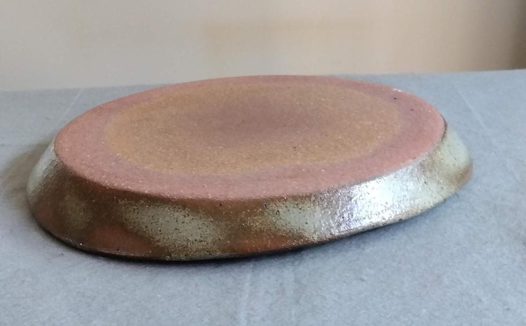 越前焼　あかね陶房　山路茜　【望月大皿】藍化粧ポップモダニズムな斬新デザイン大皿