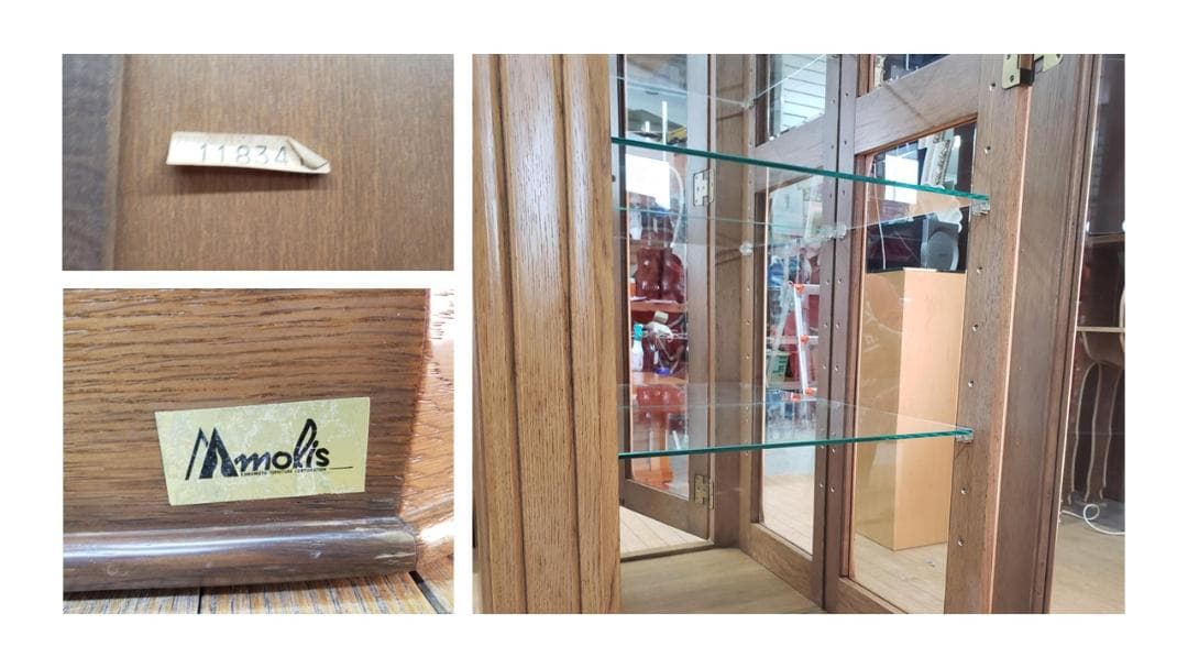 b5　時計付き　キュリオケース　ガラス棚　飾り棚