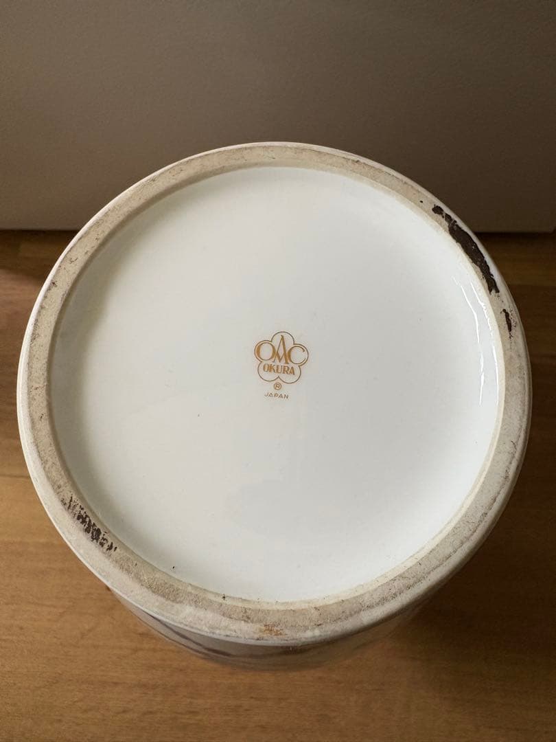 大倉陶園　瑞鳥文花瓶　呉須更紗鳥絵