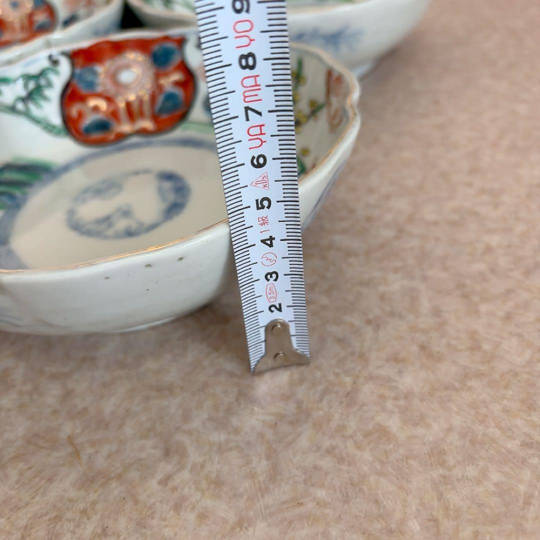 古伊万里 小鉢 色絵 鉢 丸皿 和食器 江戸 伊万里 陶器花柄動物絵柄 A583