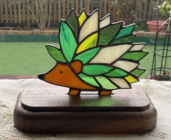 ステンドグラスパネル　薔薇にアイビーを添えて