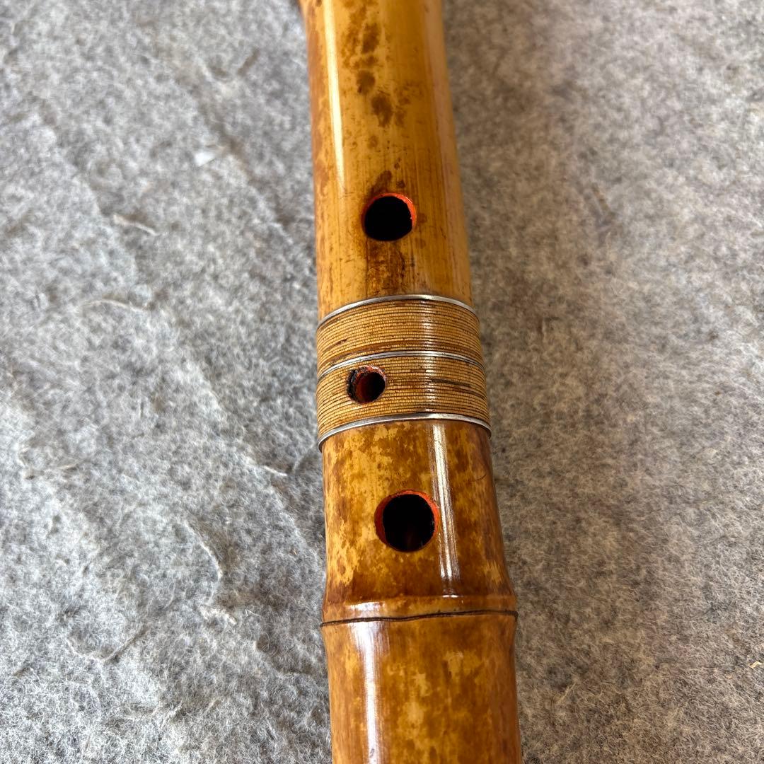 254尺八　真山銘⭐️一尺九寸管　歌口金巻き真山銘ニ印