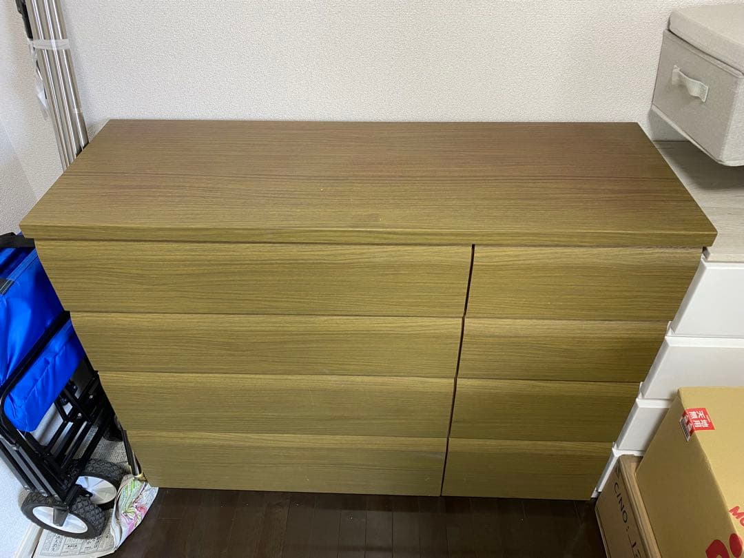 木目調 ワイドチェスト ローチェスト タンス 引き出し収納 大容量