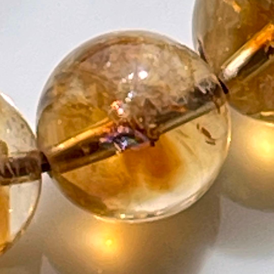 ガウリシャンカール産ヒマラヤスモーキークォーツ&シトリンブレス〜琥珀を添えて