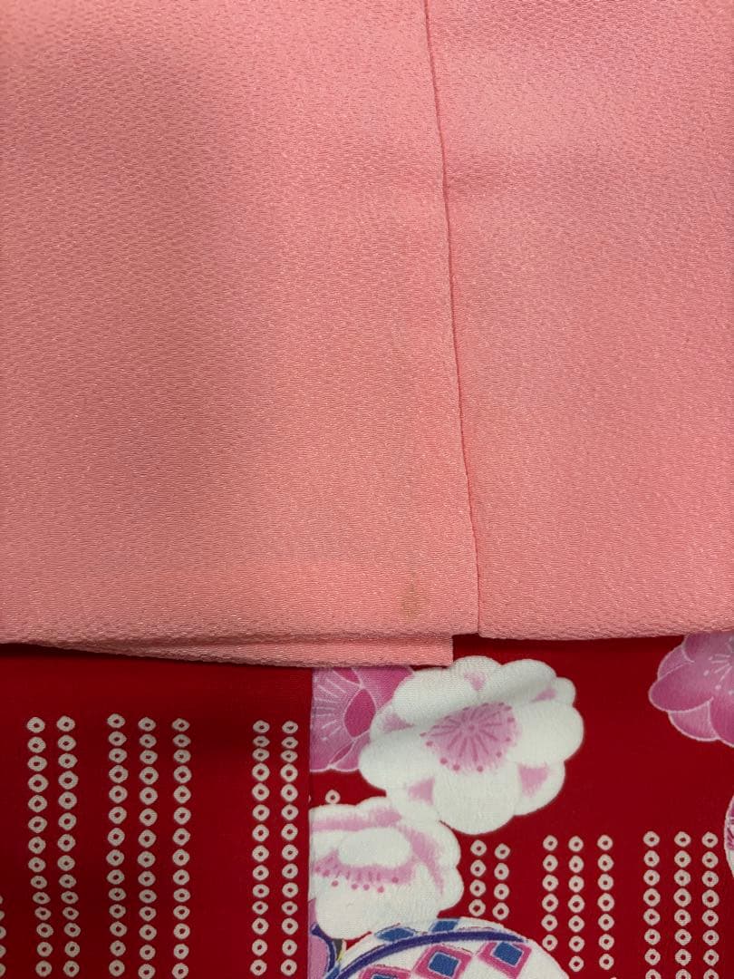 七五三　3歳女の子　着物・被布セット　赤とピンク　可愛い手鞠　桜　鹿子柄　新品