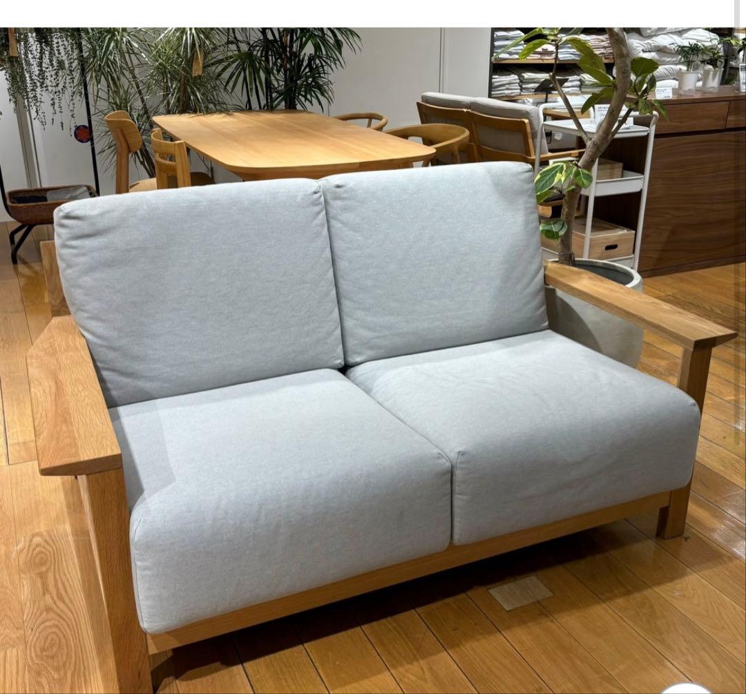 無印良品　ソファーカバー 綿帆布/杢ライトグレー　( 木製フレーム2シーター )