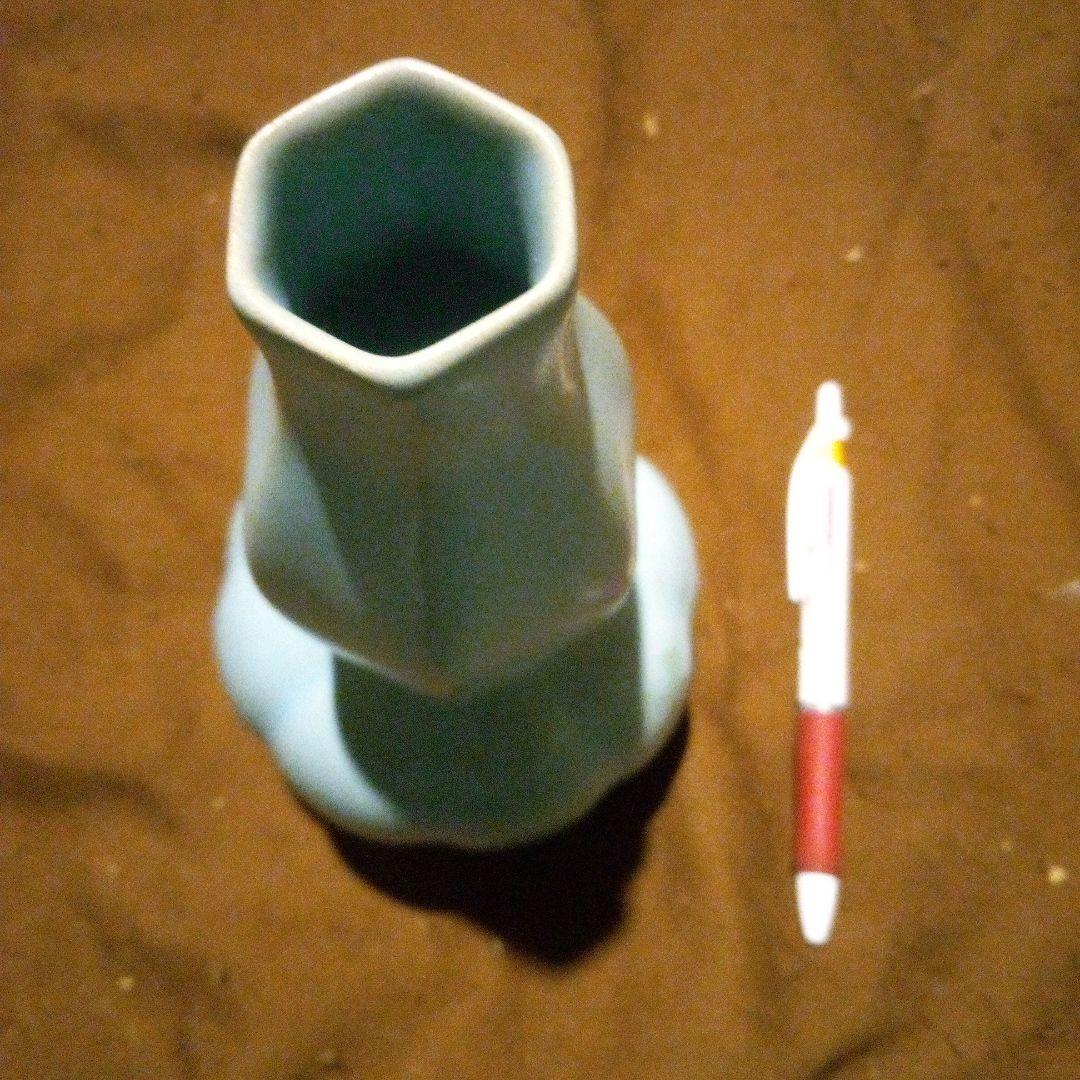 とし　中国陶磁器　汝窯　水色 六角形口 陶器花瓶