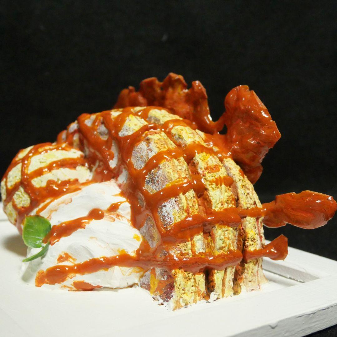 油絵 絵画 【飛び出すキャラメルパンケーキ】