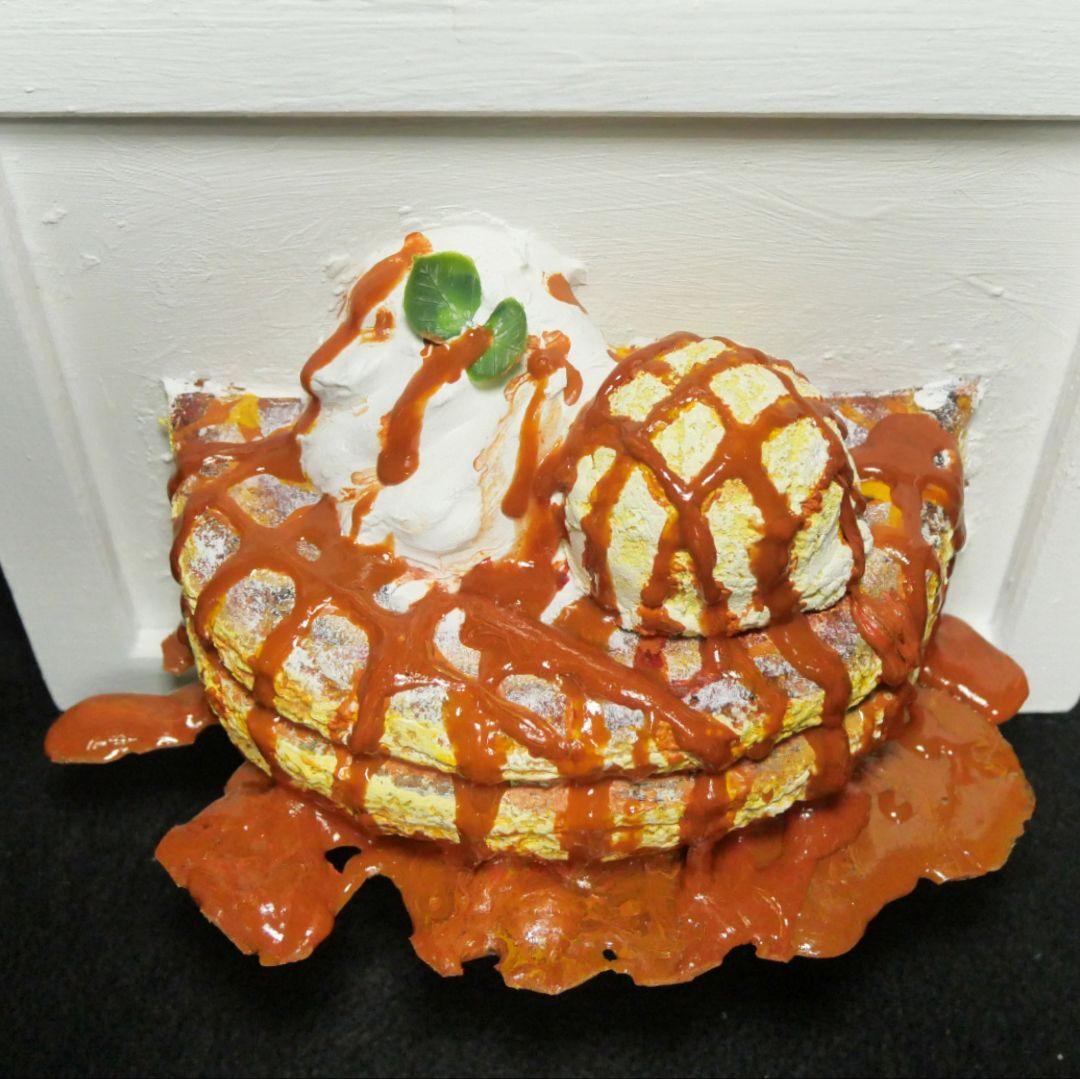 油絵 絵画 【飛び出すキャラメルパンケーキ】