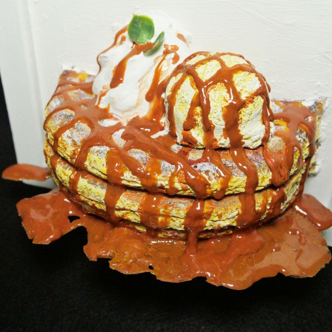 油絵 絵画 【飛び出すキャラメルパンケーキ】