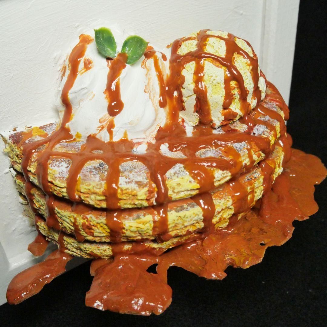 油絵 絵画 【飛び出すキャラメルパンケーキ】