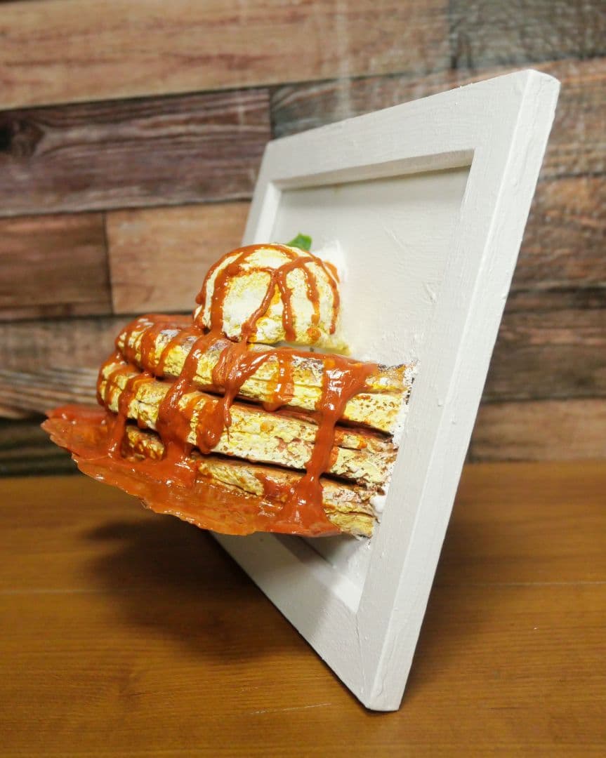 油絵 絵画 【飛び出すキャラメルパンケーキ】