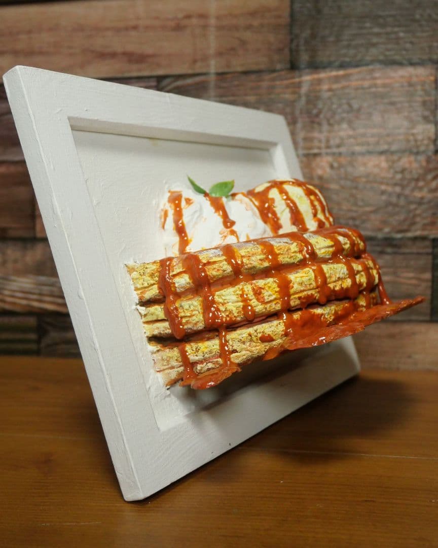 油絵 絵画 【飛び出すキャラメルパンケーキ】