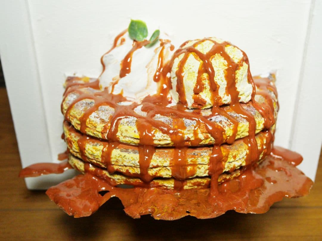 油絵 絵画 【飛び出すキャラメルパンケーキ】