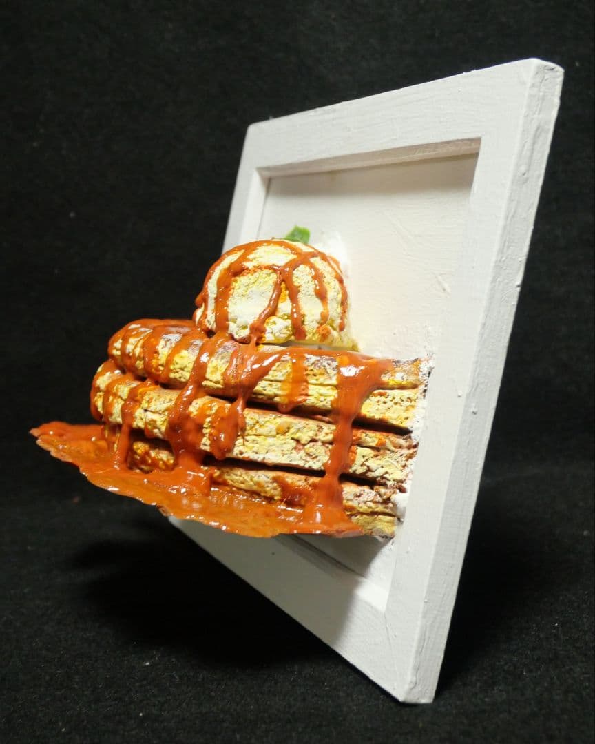 油絵 絵画 【飛び出すキャラメルパンケーキ】