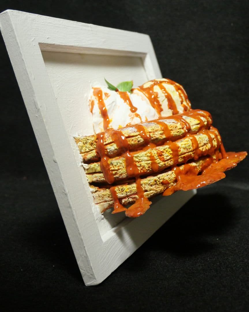 油絵 絵画 【飛び出すキャラメルパンケーキ】