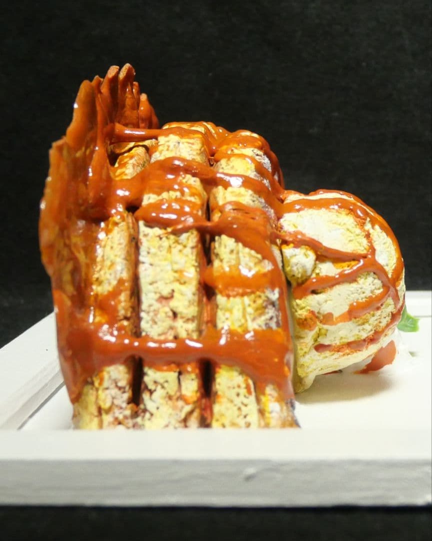 油絵 絵画 【飛び出すキャラメルパンケーキ】